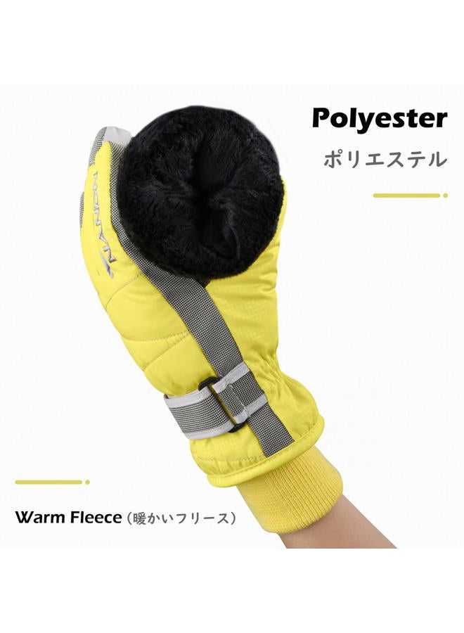 TRIWONDER Kids Winter Gloves Mittens - Waterproof Snowboard Ski Gloves Mittens Winter Warm Thermal Fleece Snow Gloves for Children Boys (Yellow, S (7-8 years old)) - Image 3