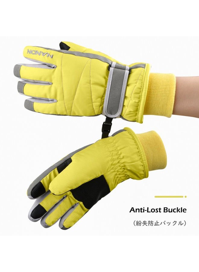 TRIWONDER Kids Winter Gloves Mittens - Waterproof Snowboard Ski Gloves Mittens Winter Warm Thermal Fleece Snow Gloves for Children Boys (Yellow, S (7-8 years old)) - Image 5