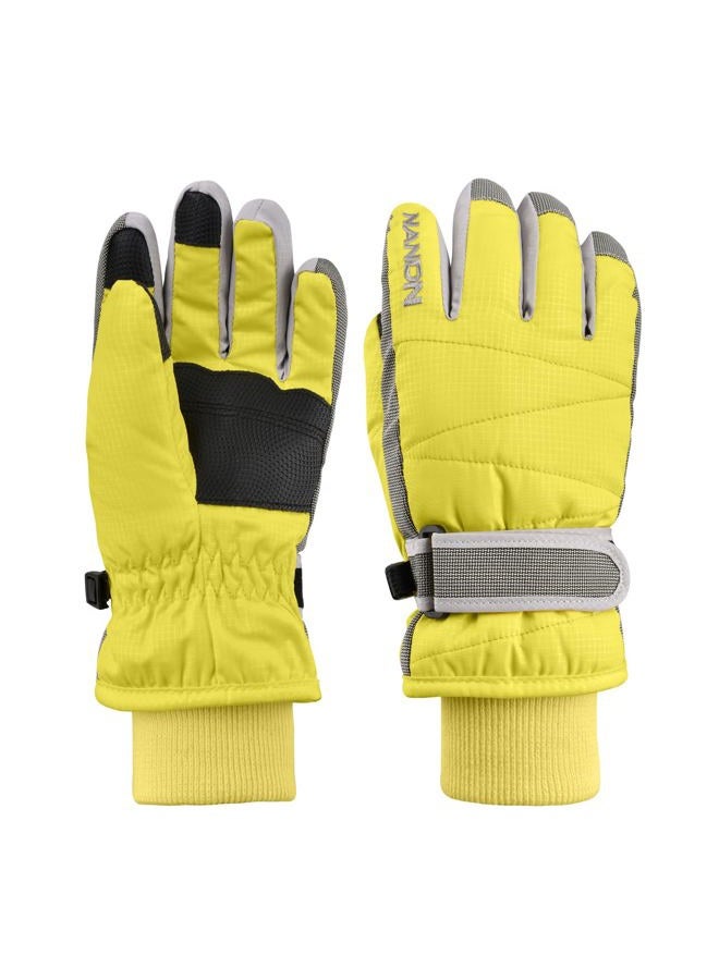 TRIWONDER Kids Winter Gloves Mittens - Waterproof Snowboard Ski Gloves Mittens Winter Warm Thermal Fleece Snow Gloves for Children Boys (Yellow, S (7-8 years old)) - Image 1