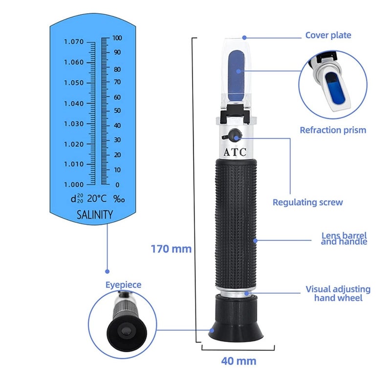Refractometer, Salinity Refractometer Meter Water Reader Marine 0~10% Salt Aquarium Test Tester Digital PH Meter Aquario Soil - Image 4