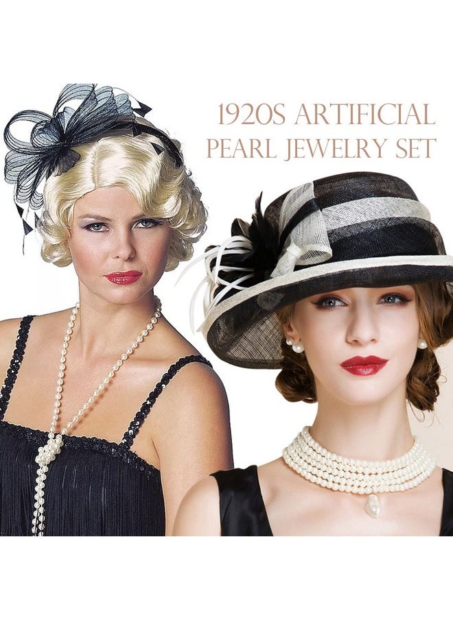 EIELO - 16 Pcs Pearl Necklace Earrings Set For Women Girls Simulated Pearl Bracelet Faux Pearl Necklace Dangle Earrings Jewelry Set - Image 1