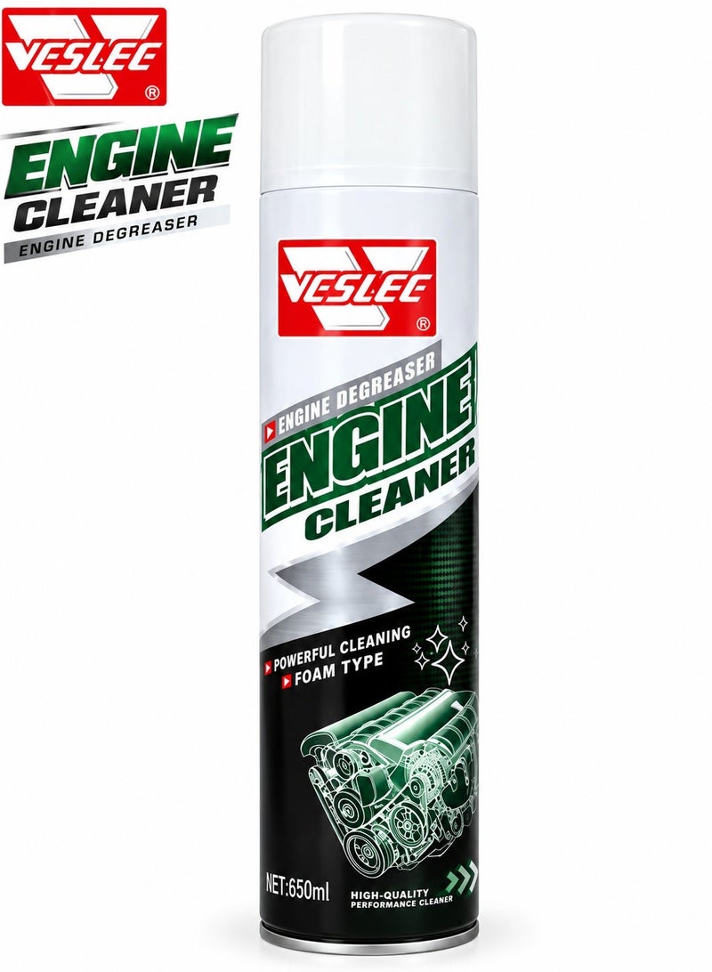 VESLEE Engine Cleaner 650ml, Automotive Engine Bay Degreaser Cleaning Foam Spray, Low Residue Car Motor Compartment Cleaner for Dirt, Oil, Grease & Grime Removal & Maintenance. - Image 1
