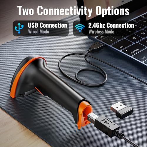 Tera 1D 2D QR Barcode Scanner Wireless and Wired with Battery Level Indicator Digital Printed Bar Code Reader Cordless Handheld Barcode Scanner Compact Plug and Play Model D5100 - Image 3