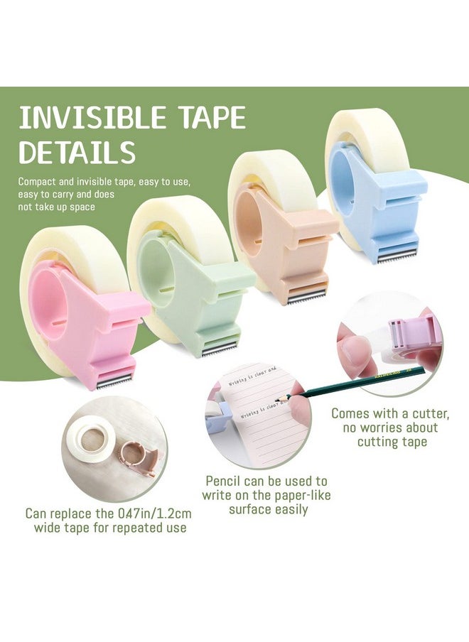 BangBoom 4 Pack Invisible Tape With Mini Dispenser Set 1/2 Inch Magic Tape Writable Transparent Tape Portable Repairing For Office School Home (4)  - Image 3