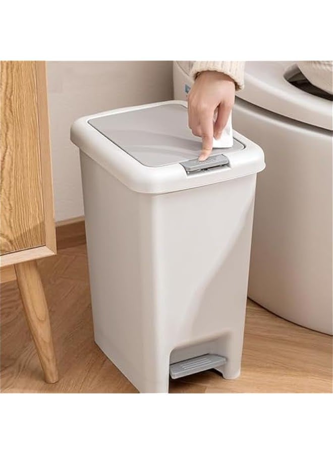 Beauenty Kitchen Trash Can with Lid Soft Close, 20 Liter Waste Bin, Dustbin for Kitchen, Rectangular Garbage Can With Soft-Close Foot Pedal, Trash Bins for Toilet, Office, Bedroom, White (20 L) - Image 1