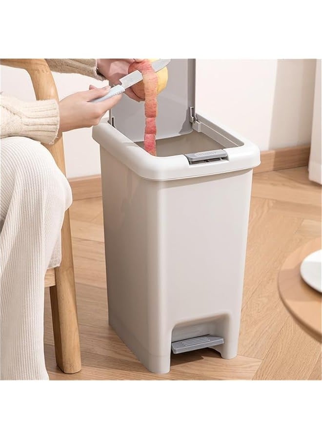 Beauenty Kitchen Trash Can with Lid Soft Close, 20 Liter Waste Bin, Dustbin for Kitchen, Rectangular Garbage Can With Soft-Close Foot Pedal, Trash Bins for Toilet, Office, Bedroom, White (20 L) - Image 2