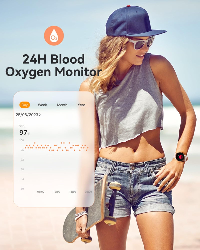 AGPTEK Smart Watch for Women, 5ATM Waterproof Smartwatch for Android and iOS Phones, Fitness Tracker Watch with 100+ Sports Modes, Heart Rate Monitor Pedometer Sleep Monitor, Pink - Image 4