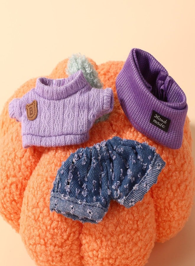 Sinbana Doll Clothes Set, Adorable Outfits for 17cm Dolls Autumn & Winter Clothing Set Handcrafted Crochet Sweater Pants Hat Costume Accessories Perfect for Toy Dress up & Display (Purple) - Image 4
