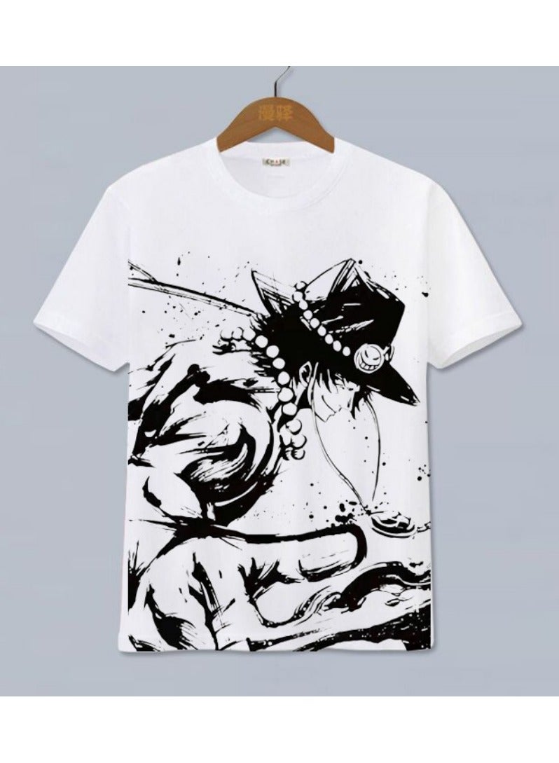 One Piece Print Casual Loose Short Sleeved Shirt