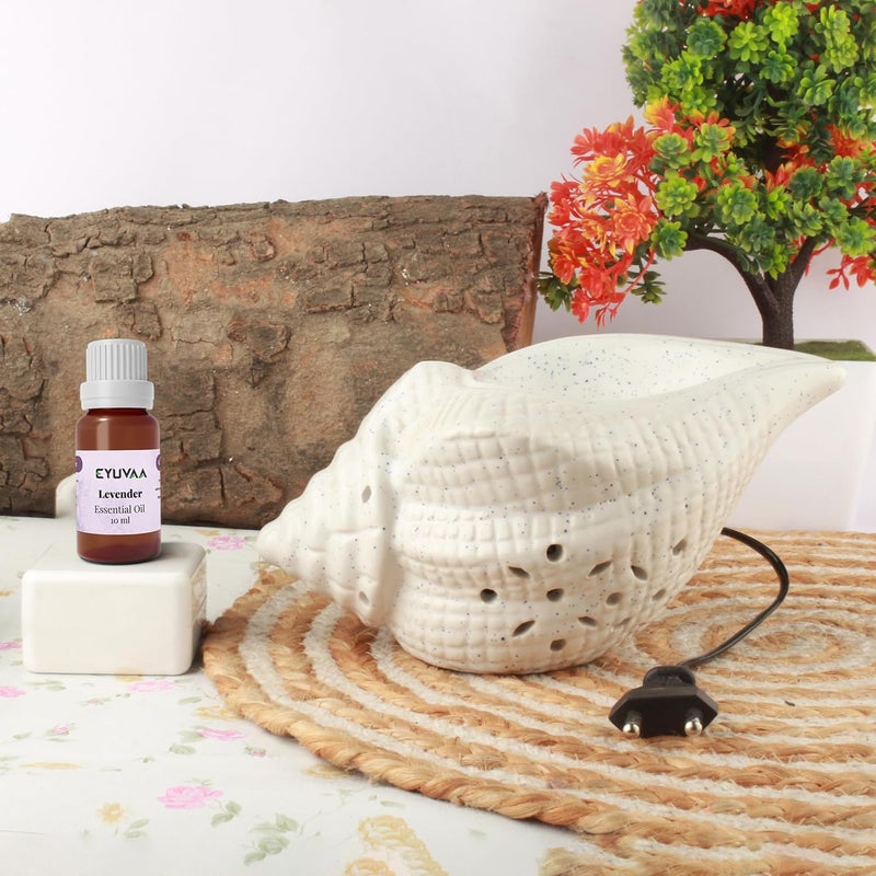 DECOVAA DECOVAA Shank Shape Aromatherapy Electric Aroma Diffuser for Home Decor and Fragrance Essential Oil DiffuserAroma Oil Burner Ceramic Diffuser lamp with 10 Ml Aroma Oil Lavender Fragrance  - Image 1