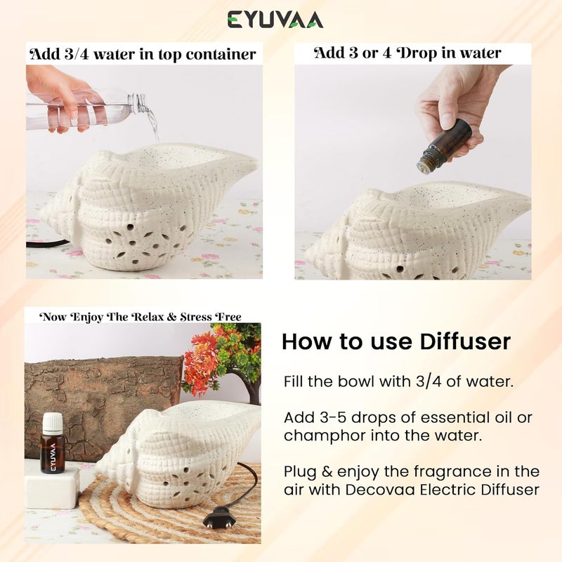 DECOVAA DECOVAA Shank Shape Aromatherapy Electric Aroma Diffuser for Home Decor and Fragrance Essential Oil DiffuserAroma Oil Burner Ceramic Diffuser lamp with 10 Ml Aroma Oil Lavender Fragrance  - Image 3