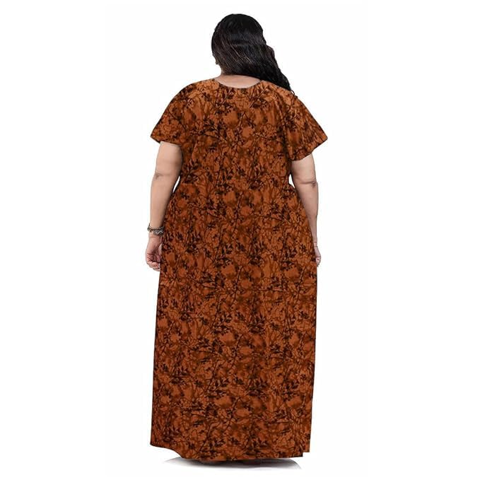 KBNBJ Nighty for Women Cotton Printed Maxi Gown Ankle Length Nighty Night Dress Gown for Women Maxi - Free Size (Free Size, Rama&Musterd) - Image 3