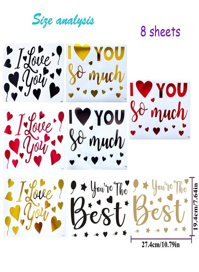 Mimeile I Love You Balloon Stickers You're The Best Bobo Balloon Decals Stickers DIY Letter Decorative Paster Valentines Day Mother' Day Anniversaries Celebration Party Supplies 8 PCS - Image 2