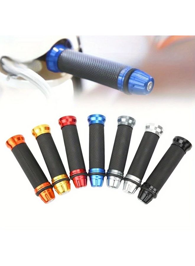 Orange Motorcycle Handlebar Grips Anti Slip Rubber Bicycle Mountain Cycle Hand Grips Pair - Image 1