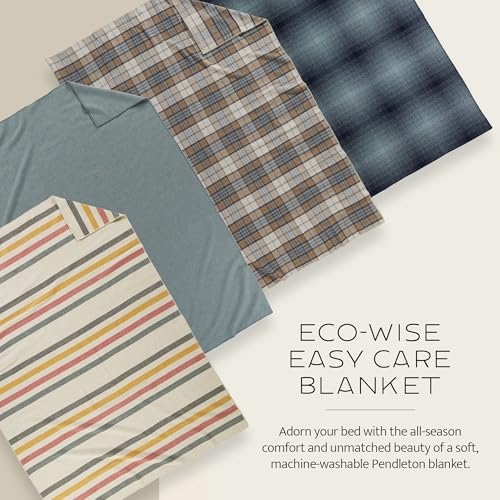 Pendleton Eco-wise Easy Care Wool Blanket Twin 66" x 96" - 100% Wool with Whipstitch Binding, All Season, Washable, Soft and Durable Blanket for Home and Outdoor Adventures - Charcoal - Image 2