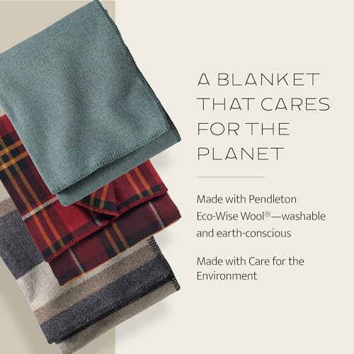 Pendleton Eco-wise Easy Care Wool Blanket Twin 66" x 96" - 100% Wool with Whipstitch Binding, All Season, Washable, Soft and Durable Blanket for Home and Outdoor Adventures - Charcoal - Image 4