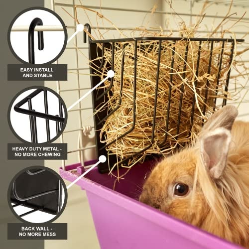 Trustic Hay Feeder for Rabbit, Guinea Pig, Bunny, Chinchilla, Heavy Duty Metal Rack Hay Holder - 7.3x4.3x6.7 inch - Image 2