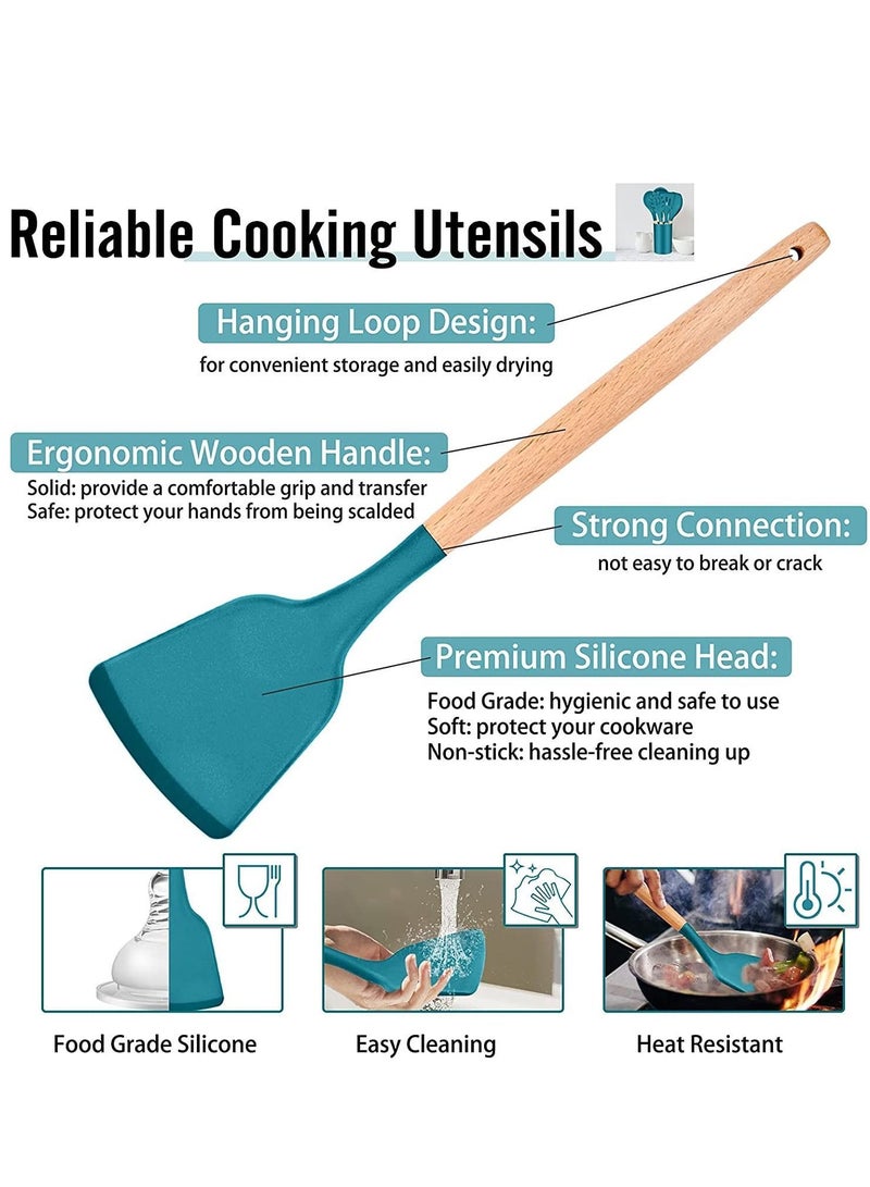 XiuWoo 12-Piece Silicone Kitchen Utensil Set Cooking Tools For Nonstick Heat Cookware  - Image 3