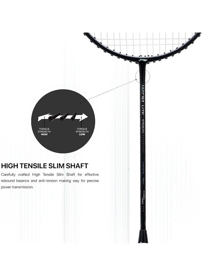 Li-Ning Wind Lite Stealth Carbon Fibre Strung Badminton Racket With Free Full Cover (Powered By Windstorm) - Image 4