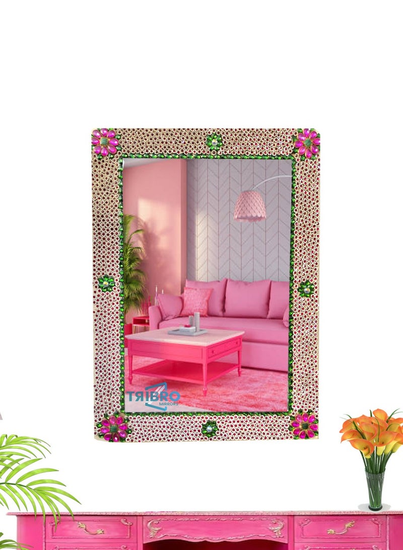 TriBro Rectangle Shape Handmade Decorative Wall mirror in artistic Design Decorative Wall Mounted Mirror for bedroom Livingroom 61 x 45.7cm x 10mm - Image 4