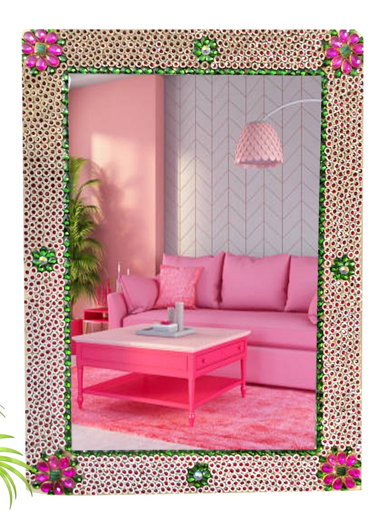TriBro Rectangle Shape Handmade Decorative Wall mirror in artistic Design Decorative Wall Mounted Mirror for bedroom Livingroom 61 x 45.7cm x 10mm - Image 1