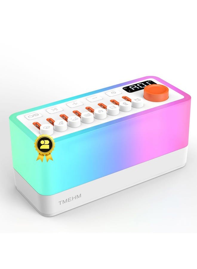 TMEHM White Noise Sleep Sound Machine with 8 Nature Sounds, Portable Bluetooth Speaker, 12 Colors Night Lights, Sleep Timer & Breathing Exercises, for Babies, Kids, and Adults - Image 1