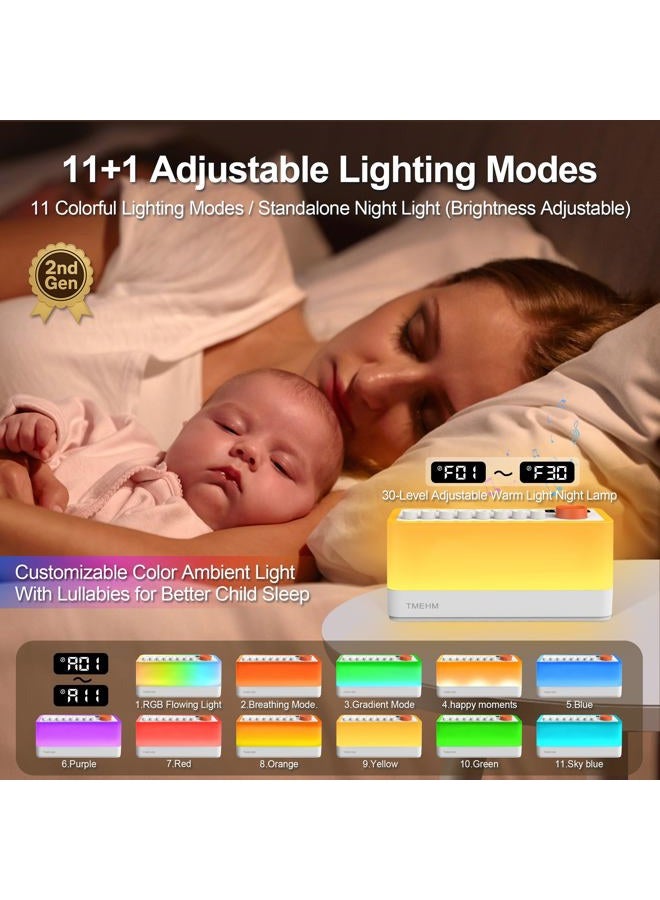 TMEHM White Noise Sleep Sound Machine with 8 Nature Sounds, Portable Bluetooth Speaker, 12 Colors Night Lights, Sleep Timer & Breathing Exercises, for Babies, Kids, and Adults - Image 4