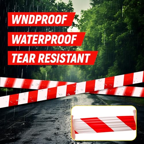 TopSoon Red White Stripes Barricade Tape 2.8-Inch by 660-Feet Roll Non-Adhesive Caution Tape Safety Barrier Tape Construction Tape Waterproof Flagging Tape - Image 4