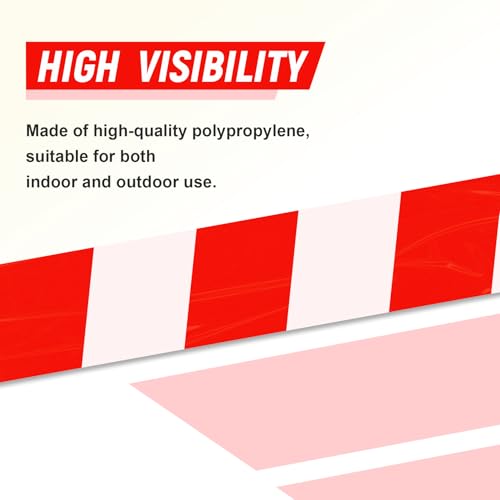 TopSoon Red White Stripes Barricade Tape 2.8-Inch by 660-Feet Roll Non-Adhesive Caution Tape Safety Barrier Tape Construction Tape Waterproof Flagging Tape - Image 3