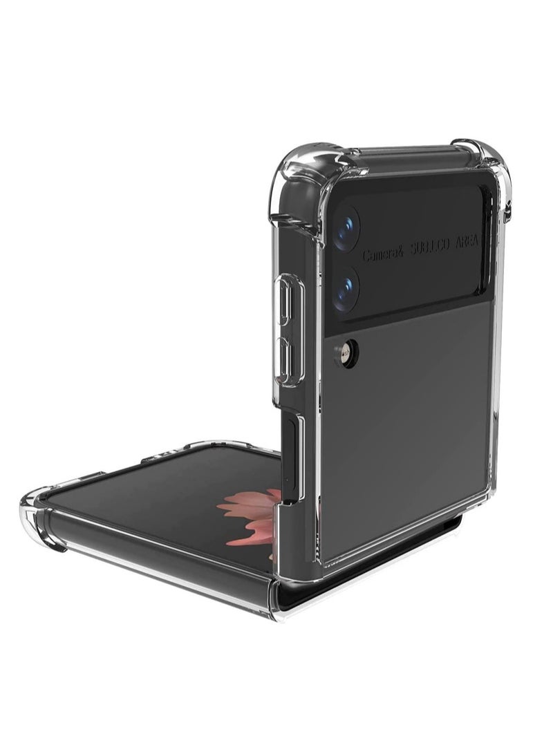 DUSALA Case for Samsung Galaxy Z Flip 3 5G Case Cover Clear Back Air Cushion Soft Silicone Shockproof Anti-Scratch Protective Bumper Shell Corner for Samsung Galaxy Z Flip3 5G - Image 2