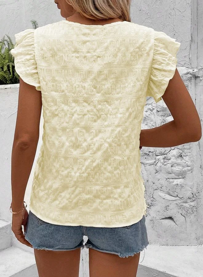 Take Two Women Beige Texture Embroidered Top