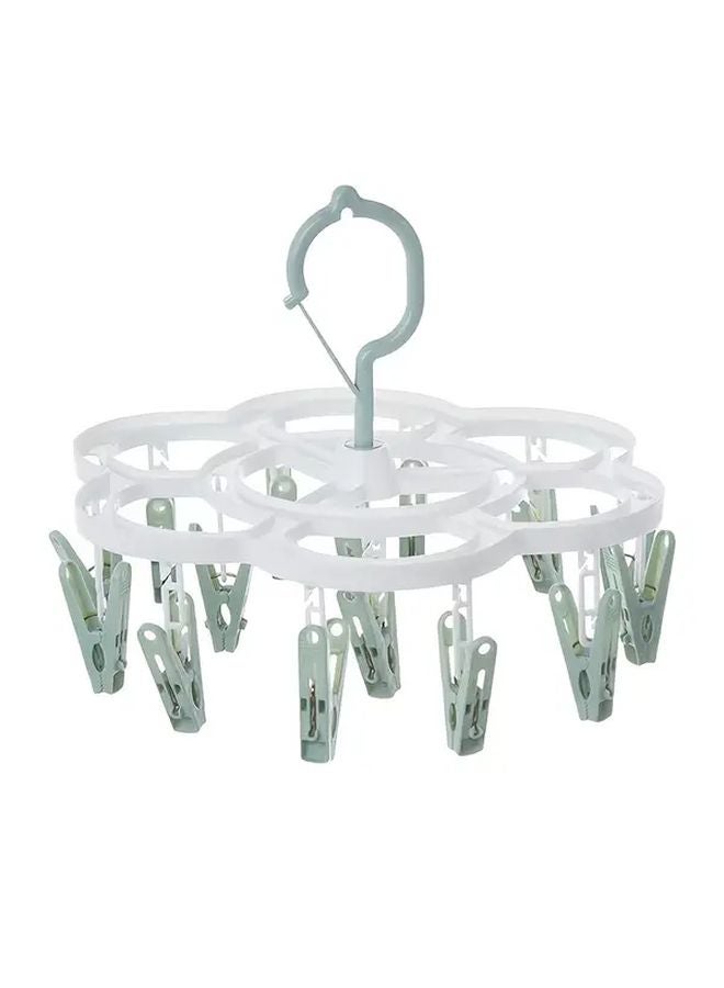 Nordic Green 360 Rotating Hanging Clothes Rack With 16 Windproof Pins For Socks Bras Underwear - Image 1