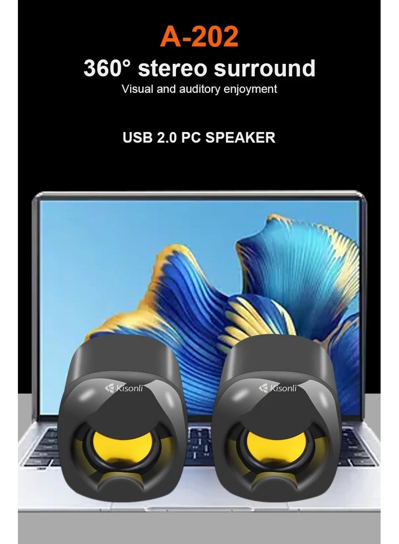 Kisonli Kisonli A-202 USB 2.0 Speaker – Clear Audio in a Sleek Practical Design  - Image 3