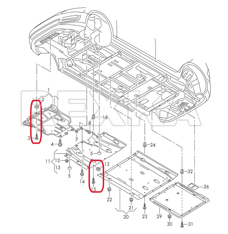 Rexka 15 Sets T25 M5 Fender Liner Bumper Cover Splash Shield Scew U Nut Kit for VW N90974701 N90959101 - Image 5