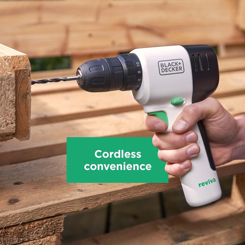 بلاك اند ديكر مثقاب ريڤيفا القوي اللاسلكي خفيف الوزن بقوة 12 فولت مصنوع من 50% مواد معاد تدويرها Revdd12C-Gb - Image 4