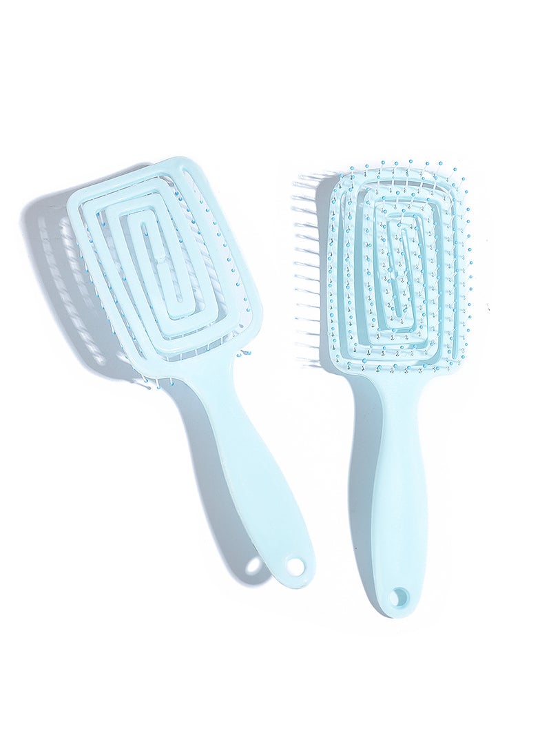 Generic Hollow Blow Dry Massage Comb Square Styling Blue 