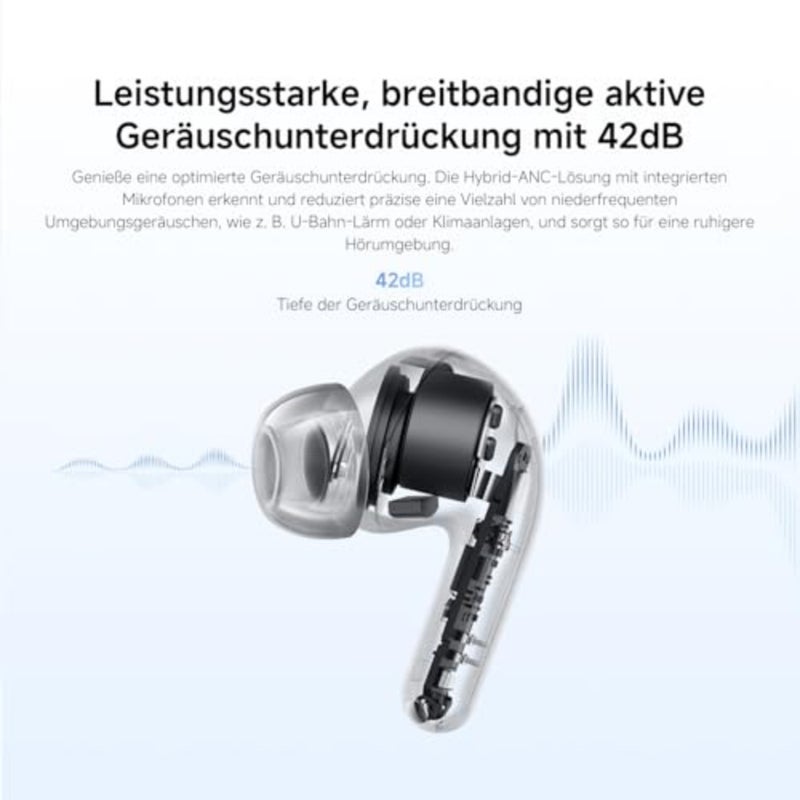 REDMI Buds 8 lite-True Wireless Bluetooth Headphone in-ear, 42dB Active Noise Cancelling, 12.4mm Driver with Strong bass, Up to 36h Battery Life, 5 EQ settings, Bluetooth 5.4, White - Image 4
