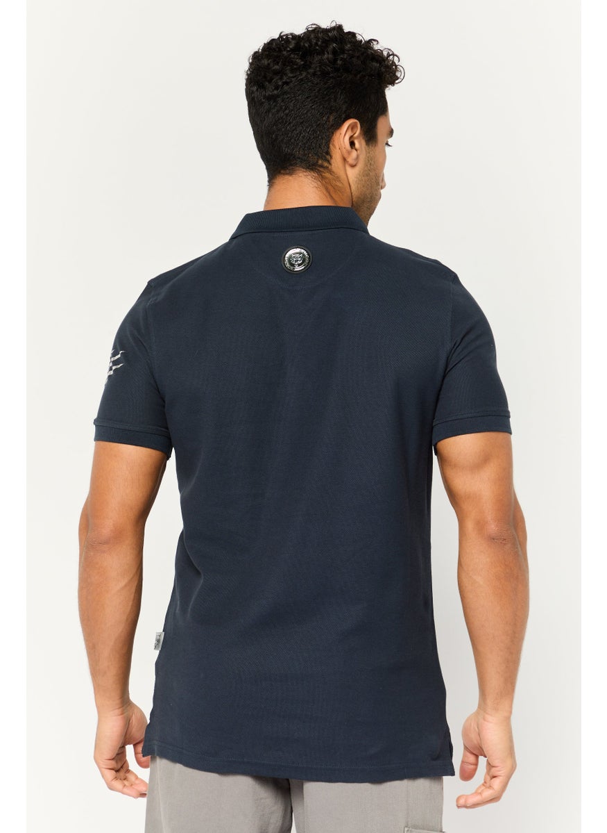Plein Sport - Men Sportswear Fit Short Sleeve Outdoor Polo Shirt, Navy - Image 1