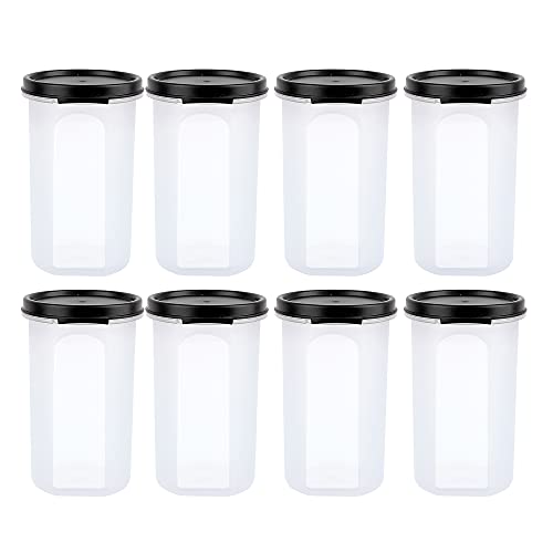 Cutting EDGE Smart Slim Storage Set of 8 – 585ML | Airtight & Leak-Resistant Round Modular Plastic Containers for Pasta, Snacks & Cookies | Stackable, BPA-Free, Refrigerator Safe – Black - Image 5