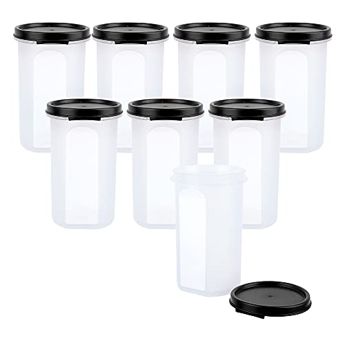 Cutting EDGE Smart Slim Storage Set of 8 – 585ML | Airtight & Leak-Resistant Round Modular Plastic Containers for Pasta, Snacks & Cookies | Stackable, BPA-Free, Refrigerator Safe – Black - Image 4