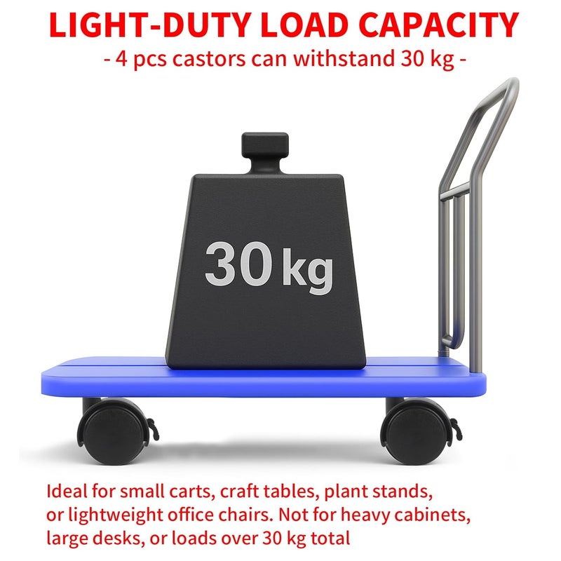 HOWDIA M8×1.25 Threaded Stem 1.5 Inch Nylon Swivel Caster Wheels with Brake – Floor-Protecting Light-Duty Replacement for Carts, Office Chairs & Furniture, Not fit for 5/16-18(30 kg Total, 4-Pack) - Image 3