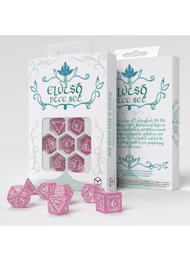 Q WORKSHOP - Elvish Shimmering Pink & White Dice Set By Q-Workshop, Dice Board Game - Image 1