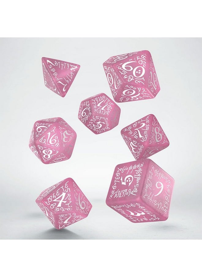 Q WORKSHOP - Elvish Shimmering Pink & White Dice Set By Q-Workshop, Dice Board Game - Image 1