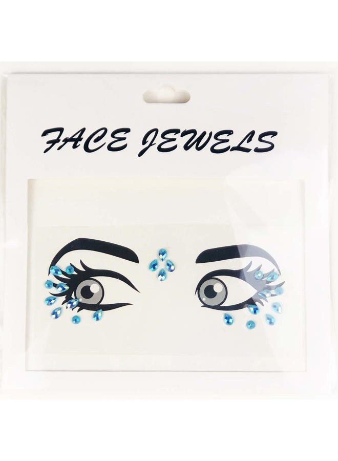 Leoars Tear Face Gems Glitter Tattoo for Eye Corner and Forehead Bindi Rhinestone Face Jewelry Rave Party Decorations For Women Kids, 3-Pack - Image 3