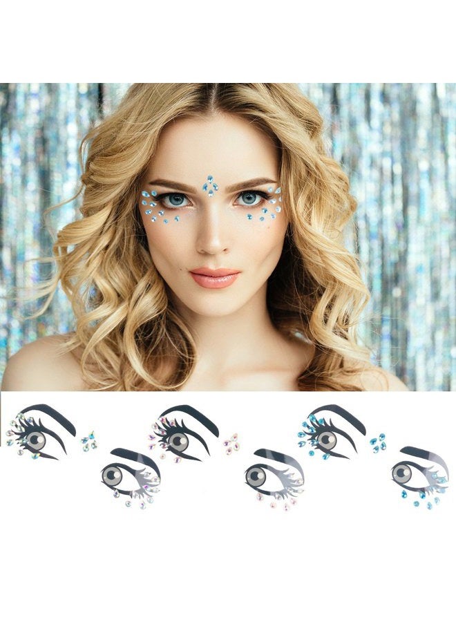 Leoars Tear Face Gems Glitter Tattoo for Eye Corner and Forehead Bindi Rhinestone Face Jewelry Rave Party Decorations For Women Kids, 3-Pack - Image 1