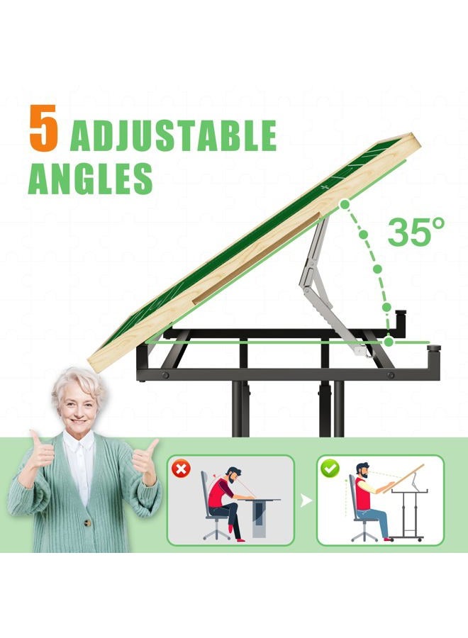 CODACE Puzzle Table with Drawers - 1500 Pieces Jigsaw Puzzle Tables for Adults, Tilting Puzzles Board with Cover, Puzzles Table with Storage and Adjustable Height Legs，Present for Puzzles Enthusiast - Image 4