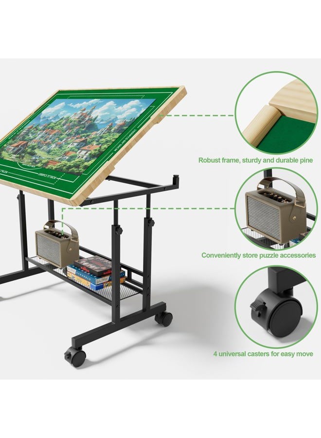 CODACE Puzzle Table with Drawers - 1500 Pieces Jigsaw Puzzle Tables for Adults, Tilting Puzzles Board with Cover, Puzzles Table with Storage and Adjustable Height Legs，Present for Puzzles Enthusiast - Image 5