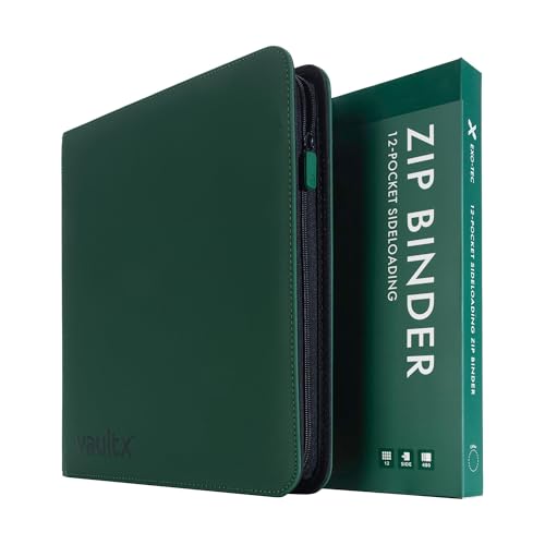 Vault X 12 Pocket Zip Binder 480 Cards ExoTec Material 20 SideLoading Pages Green - Image 1