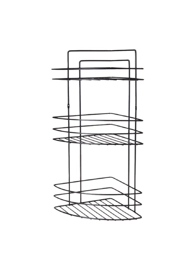 Primanova 3-Shelf Stainless Steel Open Bathroom Corner Caddy Black 52.5 x 30.5 x 22 cm D-05246