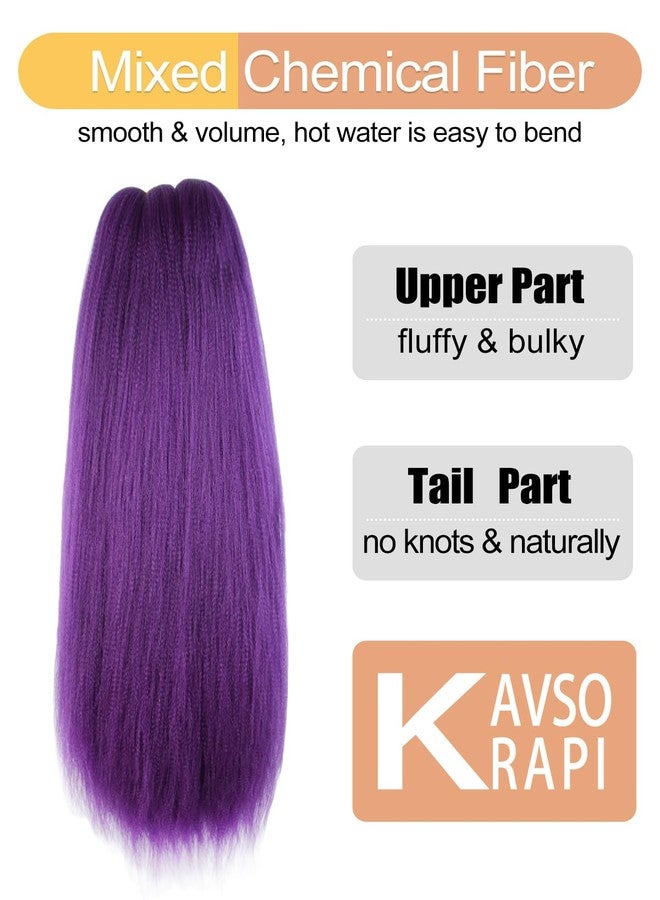 KAVSORAPI Purple Braiding Hair 20 Inch Pre Stretched Hair Long Straight Crochet Braids Yaki Texture Synthetic Fiber 4 Packs (Dark Purple) - Image 5